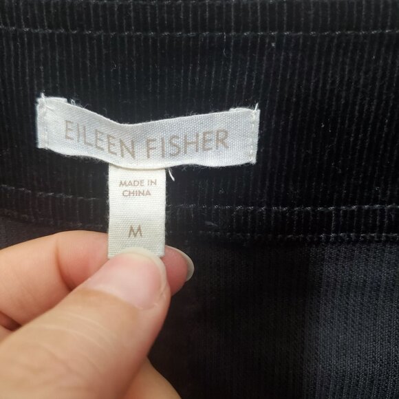 EILEEN FISHER Womens Skirt SZ M Corduroy Short Stretchy‎ Black Academia Minimal - Picture 3 of 7